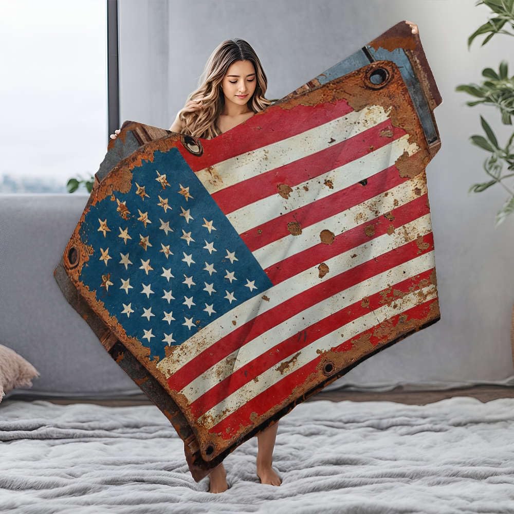 Couverture flanelle drapeau américain anti-froid grand format pour en finir avec les plaids trop petits