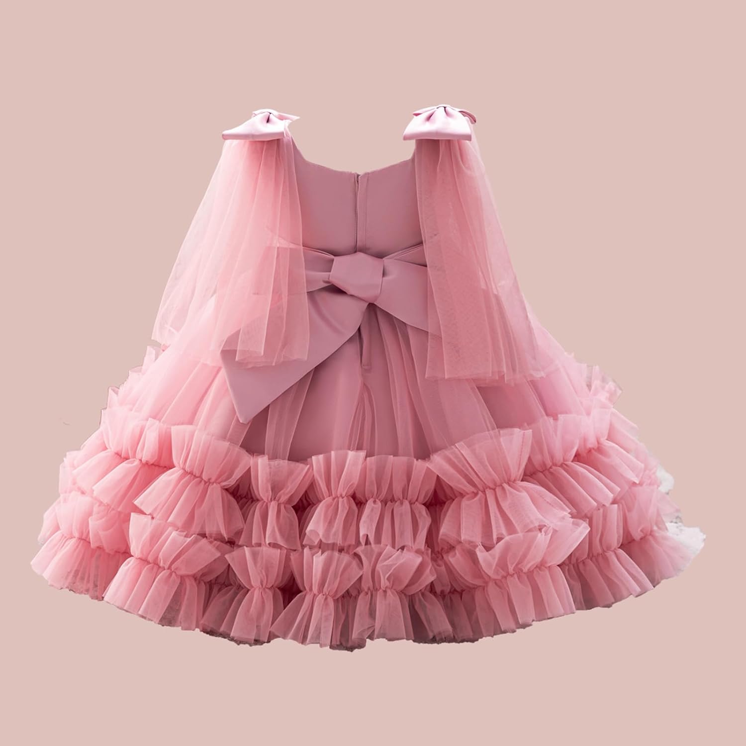 IDOPIP Toddler Baby Girls Butterfly Dresses Tulle Tutu Pageant Wedding Flower Girl Dress Princess Birthday Party Bowknot Gown - Image 4