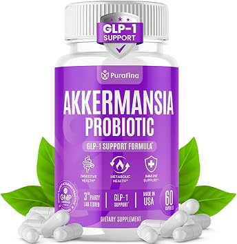 Akkermansia Probiotic with Prebiotic Chicory Inulin for Increased GLP-1 Support, Akkermansia Muciniphila Probiotic Supplement Delayed Release, Gut Health & Digestive Support USA Made 60 Capsules