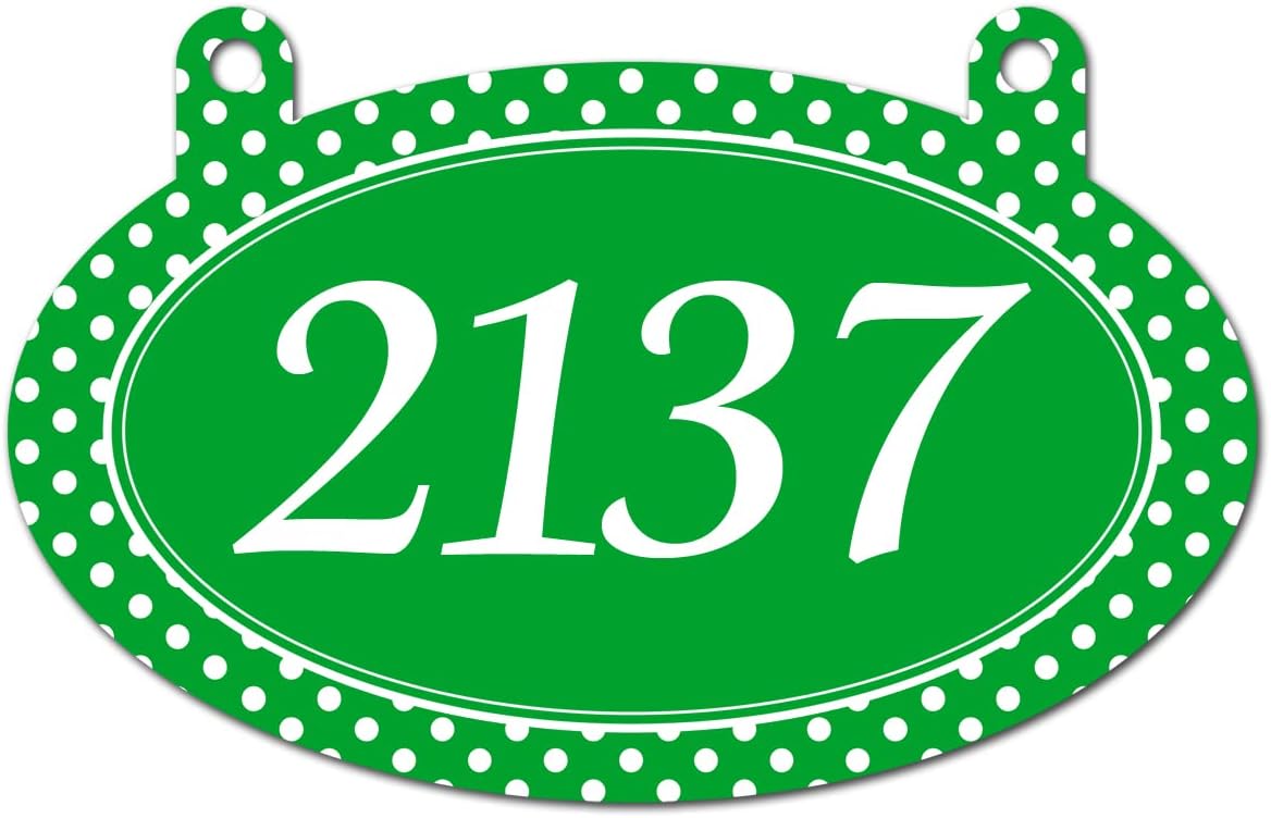 VWAQ Custom Address Aluminum Sign Polka Dots for Mailbox - Double Sided Reflective Hanging Personalized House Numbers Plaque - AS2S10 (Green)