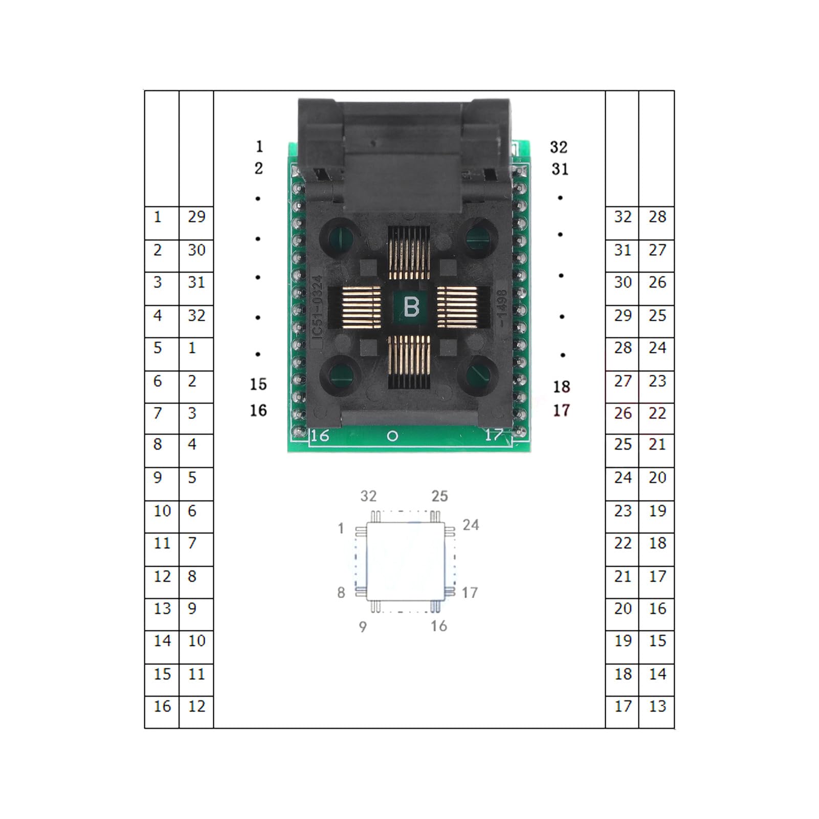 TQFP32 QFP32 do DIP32 Programator IC Adapter Gniazdo Testowe Chipa Gniazdo Testowe Spalania Gniazda do Danych i Przetwarzania