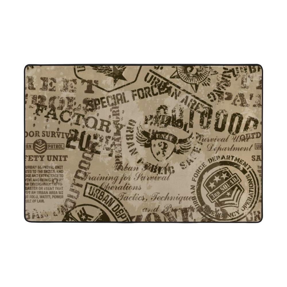 Tapis militaire rétro grunge velours corail anti-froid pour grand salon 80x58
