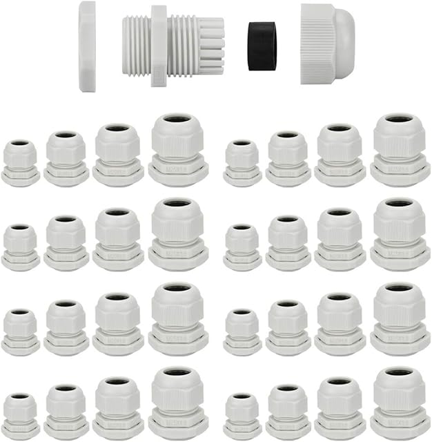 KBNIAN 32 PCS IP68 Waterproof Nylon Cable Gland M12 M16 M20 M25 Quick Installation Cable Fixing Seal Connector for 3-15mm Cable Home Garden Outdoor Distribution Box Electrical Equipment - White