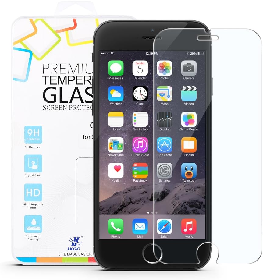 iXCC iPhone 6 6S Tempered-Glass Screen Protector - 0.3mm High Definition Clear Tempered Glass Screen Protector Film for Apple iPhone 6S and iPhone 6
