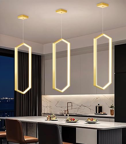 Miniatura 17 de Candelabro moderno de 6 anillos, luz LED dorada contemporánea para entrada de sala de estar, lámparas de techo alto regulables con control remoto