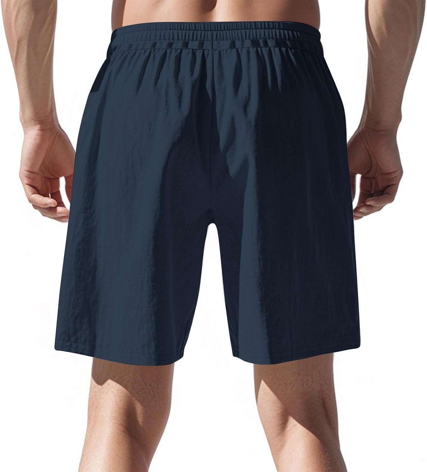 Ymosrh Mens Casual Shorts Drawstring 7Inch Inseam Cotton Linen Stretch Summer Beach Workout Shorts M-3XL