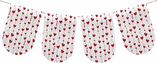 Valentine's Day Banner Hand-Painting Simple Hanging Red Love Heart Garland Burlap Banner Signs Decorations for Indoor Outdoor Hanging Backdrop for Holiday Party Supplies 9.8x15.8in 4 Pieces