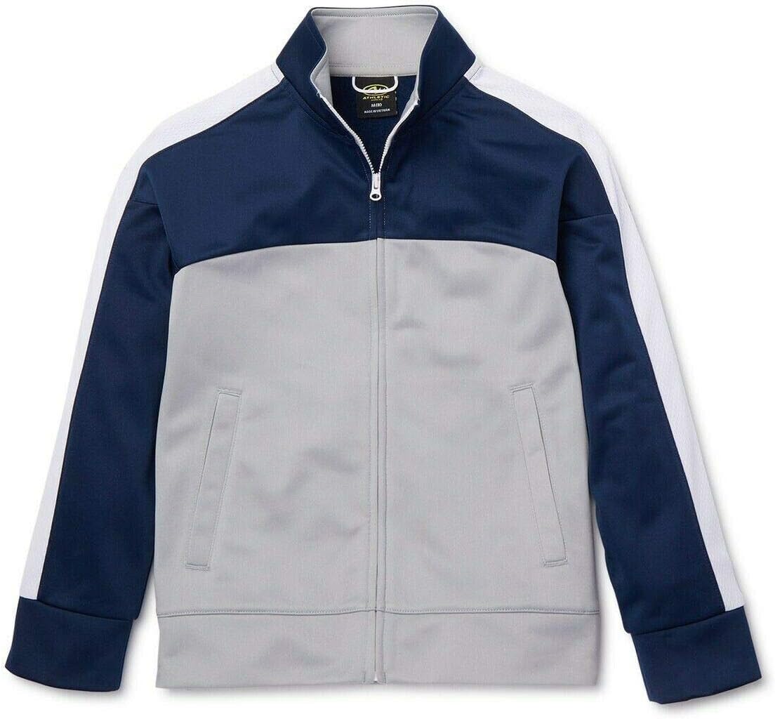 Boy's Tricot Track Jacket (Silver, Large 10/12)