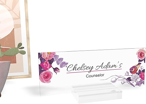 Miniatura 2 de Placa de nombre de escritorio personalizada placa de escritorio placa de oficina flor oficina accesorios de escritorio placa de nombre