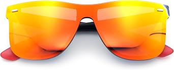 SA106 Kush Premium Mens Shield Horn Rim Mirror Lens Sunglasses