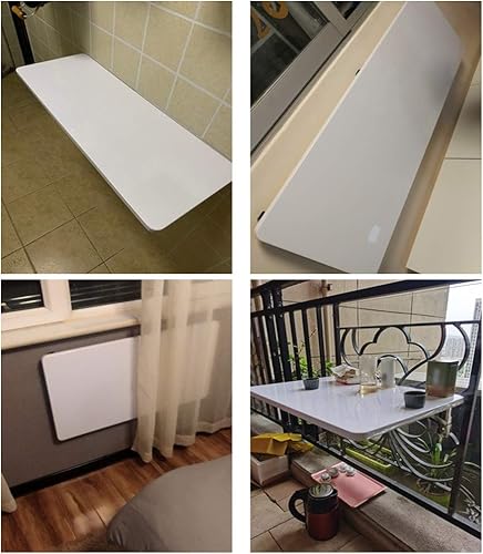 Miniatura 6 de KDDEON Mesa plegable de pared con pintura de piano blanco, mesa de comedor para encimera de cocina, escritorio de computadora, 15.7-47.2 in, con