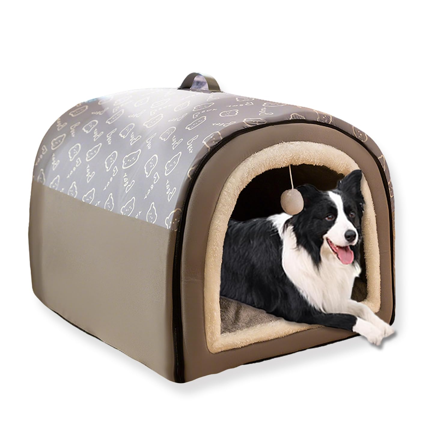 Cama grande para perros Casa 2 en 1, cueva calmante para mascotas, impermeable, Casa para perros extraíble antiansiedad con cojín, base antideslizante para exteriores, cama para perros para gatos de