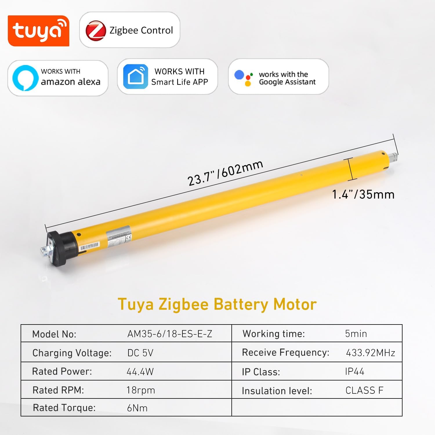 ZigBee Smart Motor for 2" (50mm) Shade Tube – Compatible with Alexa, Google Home, Tuya Smart Life App – Battery-Powered Roller Blind Motor image 2