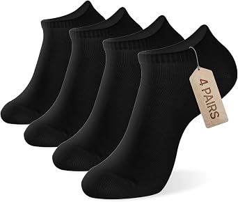MONFOOT Mens/Womens 4 Pairs Thin Cotton Low Cut Ankle Socks, Multipack