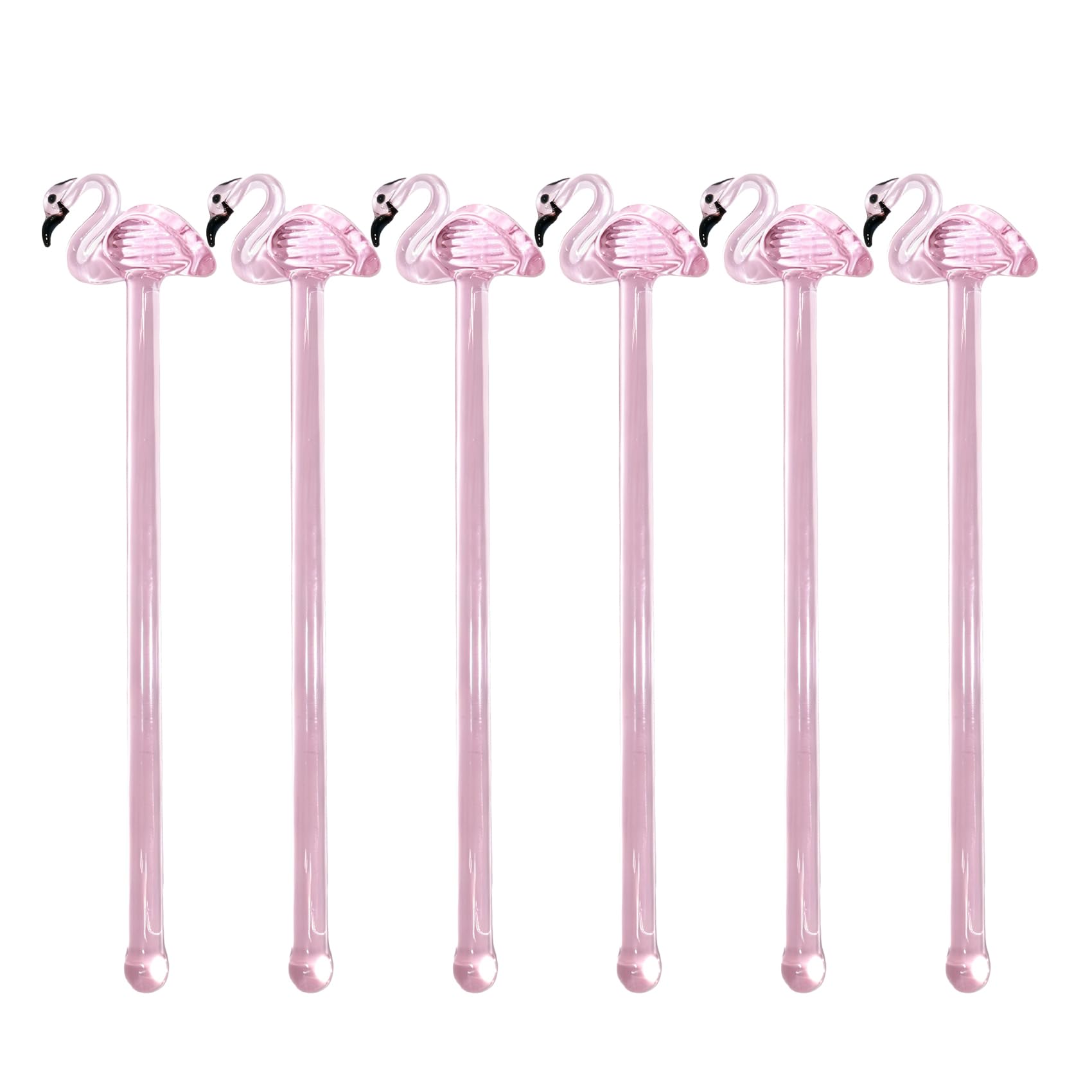 View 1 of [DAMAGED] glrovazas Flamingo Glass Stirrers (6-Pack)