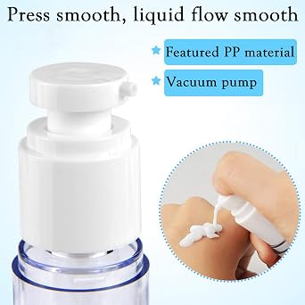 4Pcs Airless Pump Bottle | Refillable Empty Clear Travel Lotion Pump Containers/Vacuum Press Pump Bottles for Foundation, Essence, Lotion