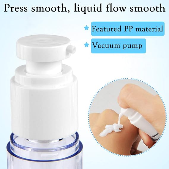 4Pcs Airless Pump Bottle | Refillable Empty Clear Travel Lotion Pump Containers/Vacuum Press Pump Bottles for Foundation, Essence, Lotion