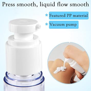 6Pcs Airless Pump Bottle | Refillable Empty Clear Travel Lotion Containers/Vacuum Press Pump Bottles for Foundation, Essence, Lotion (30ml)