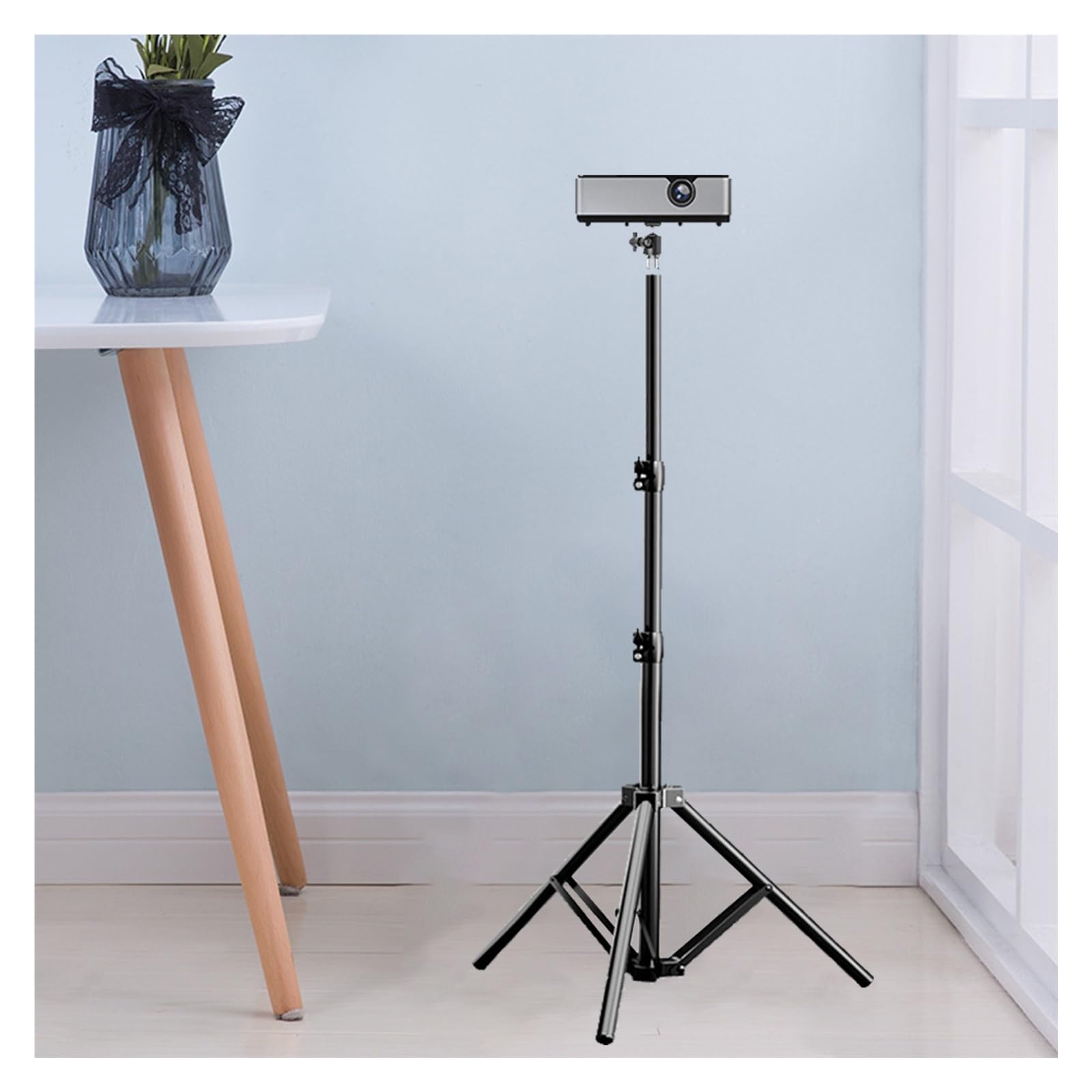 Projector Tripod Stand with 360°Swivel Ball Head, Outdoor Movie Night Accessories, Conference Presentation Shelf, Studio Projector Rack for Projector/DJ Equipment(58-170cm/22.8-67in)
