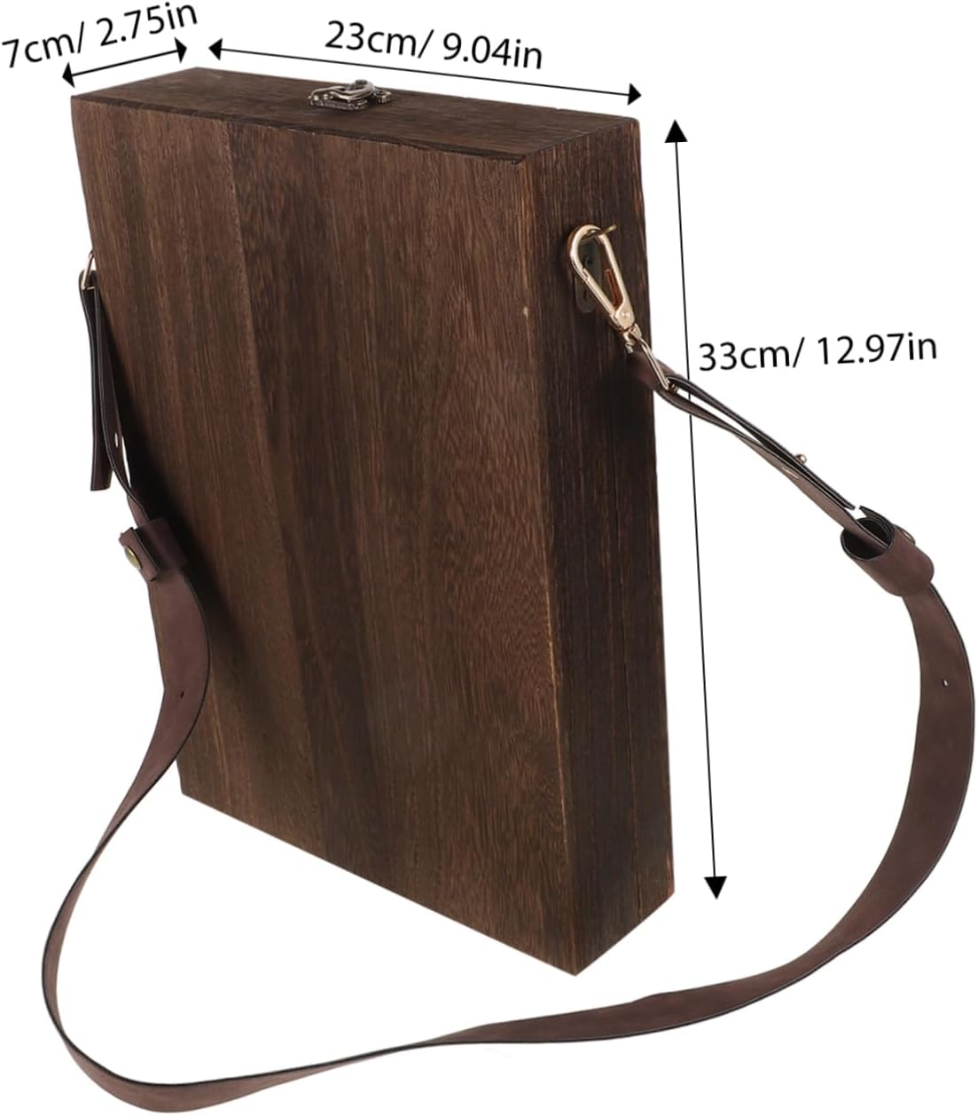 Lurrose Wooden Messenger Box for Artists Portable Brush Tool Storage Case Stylish Crossbody Design for Writing Painting and