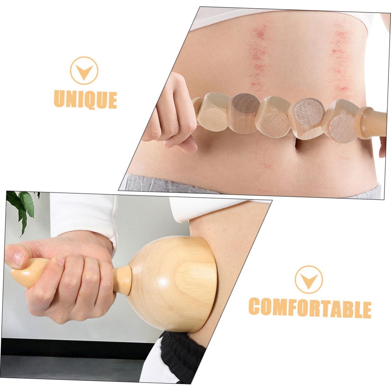 Set di Strumenti per Massaggio in Legno Rullo e Spatola per Massaggi Manuali, Leggeri e Riutilizzabili, per Rilassamento Muscolare a Casa