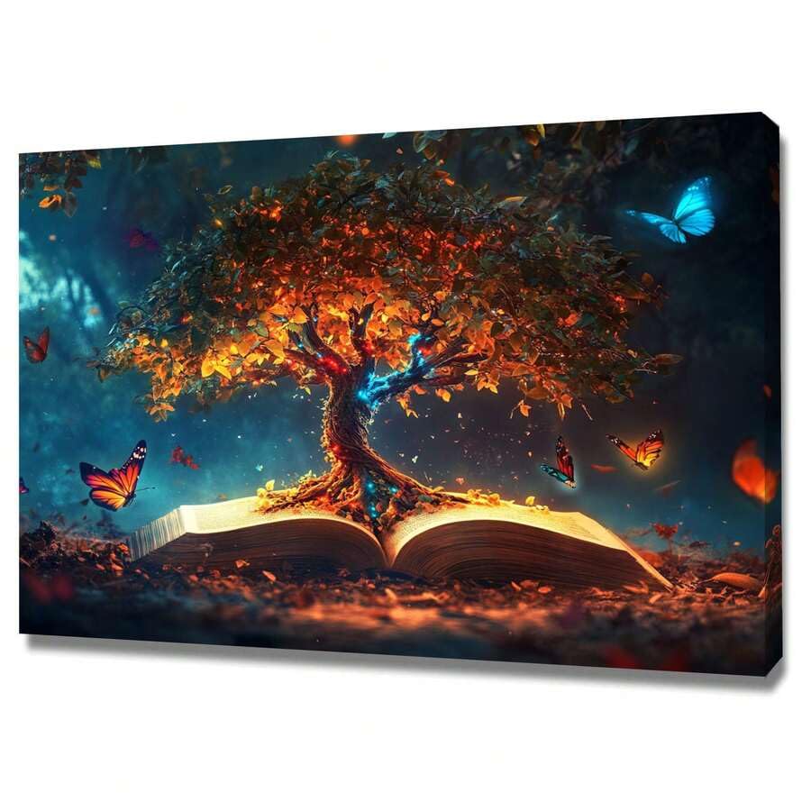 Tableau sur toile Arbre de Vie 80x110 cm vintage pour déco salon poster mural