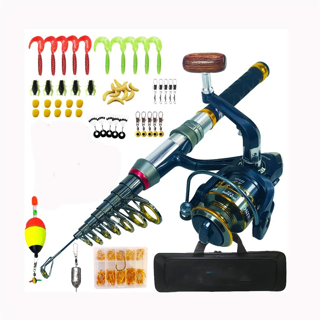 Ultra-Kurz-Seangeln Set, Luya-Angelrute Komplettset mit Tasche, Angelset