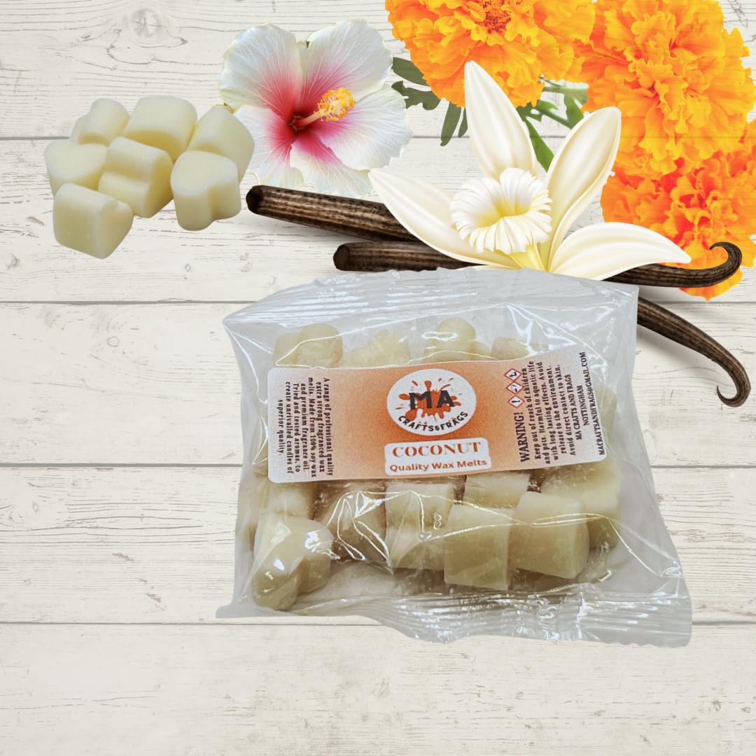 20 x Highly Scented Wax Melts Mini Hearts Handmade, Cruelty Free, Vegan Many fragrances (Coconut)