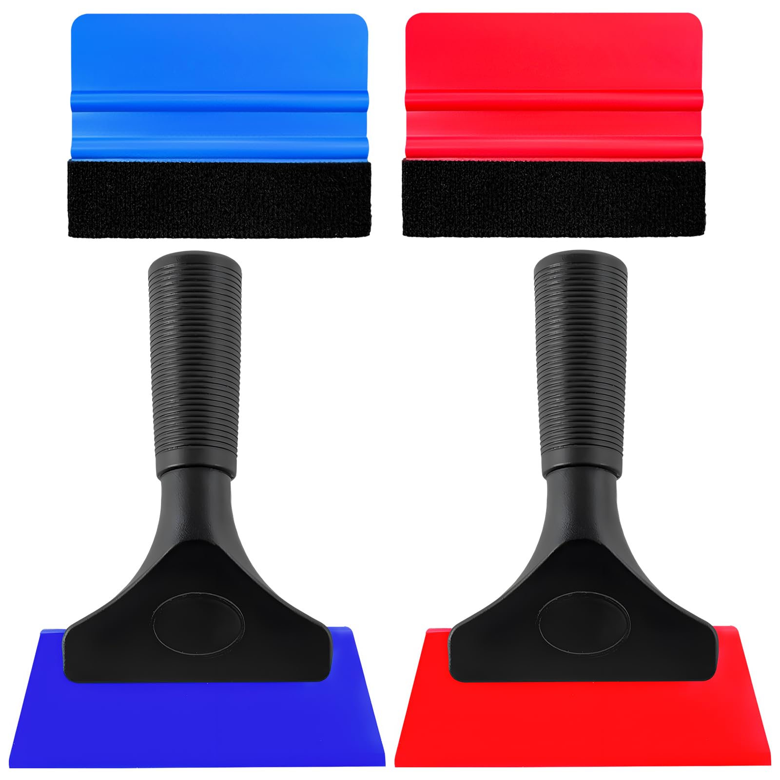 Yourkar 4 PCS Window Tint Kit Tools, Professional Vinyl Wrap Kit with Plastic Squeegee &amp; Felt Squeegee, Universal Privacy Film Installation Tint Tools for Vehicle Glass Home (Blue+Red)