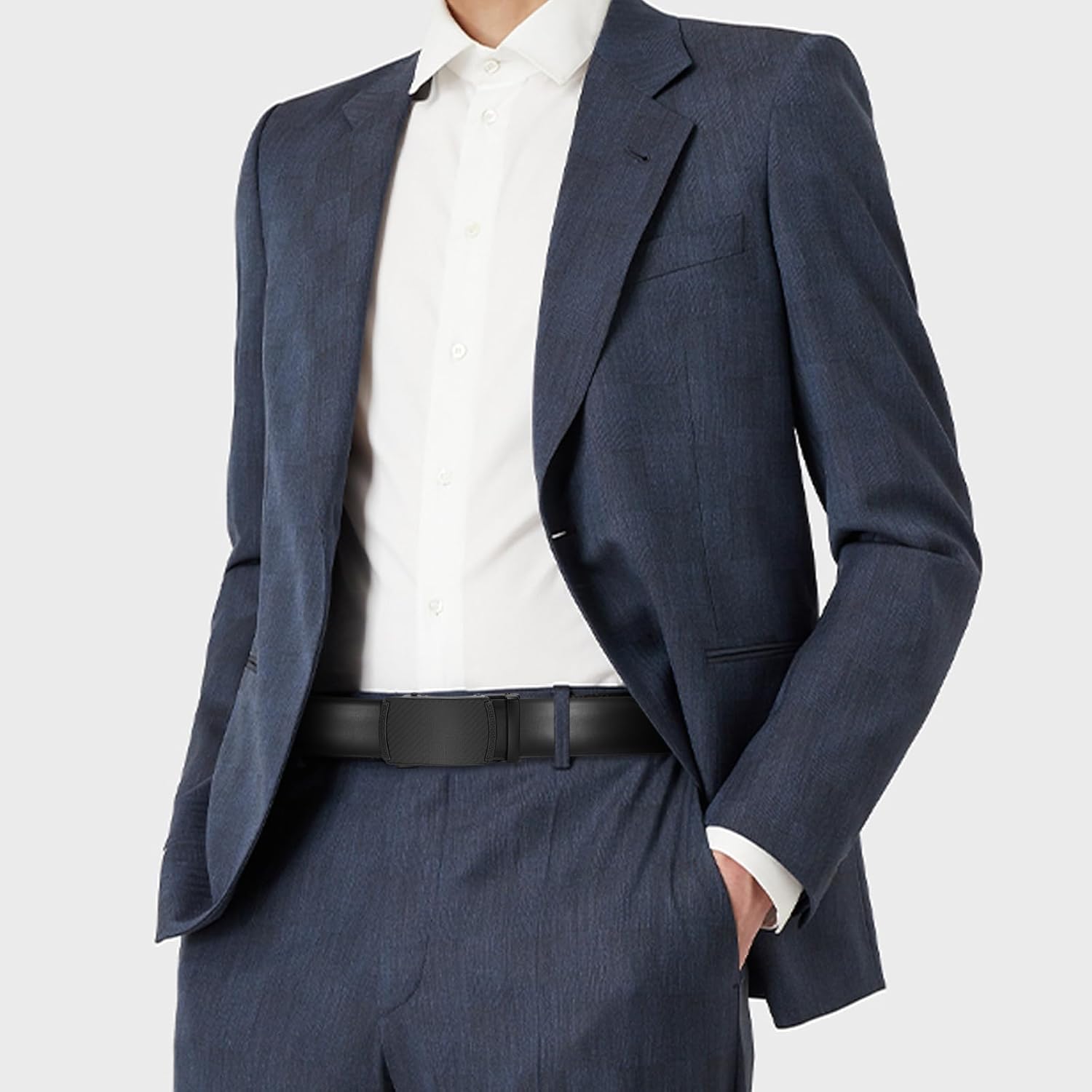 SENDEFN Men's Leather Belt - Automatic Ratchet Slide Buckle, Easy Trim-to-Fit Function, Packaged with Gift Box - Image 6