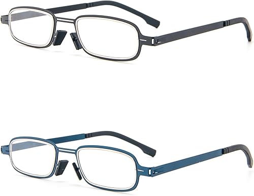 Miniatura 2 de MMOWW Paquete de 2 lentes de lectura para hombres y mujeres, pequeños lectores de computadora ligeros con estuche portátil