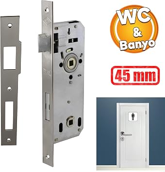 Kale WC Door Mortise Lock Bathroom Lock Oval Corner 45mm Plastic PVC Wood Panel Interior Door Compatible