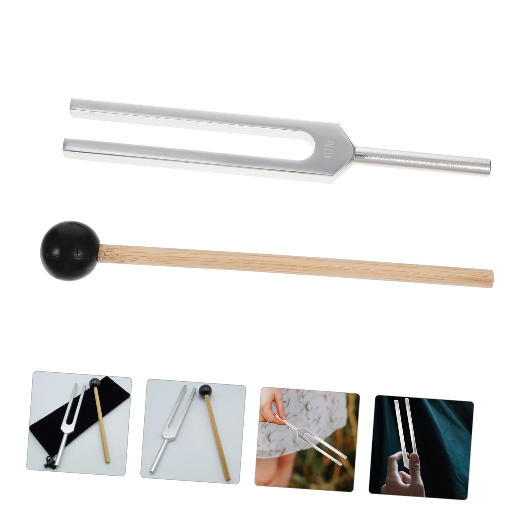 Toyvian 3sets Diapason Musicali Con Martello e Panno Per Pulizia Strumento Per Meditazione e Terapia Chakra Accordo Guitarra e Esperimenti Fisici
