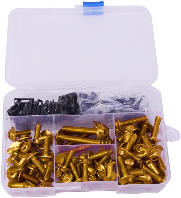 Motorcycle Fairing Bolt Kit Motorcycle Bodywork Screws Windscreen Screws Bolts And Nuts Kit CNC Universal Motorcycle Screws 116pcs For GSXR600 GSXR750 GSXR1000 GSXR1300 Supermoto (Gold)