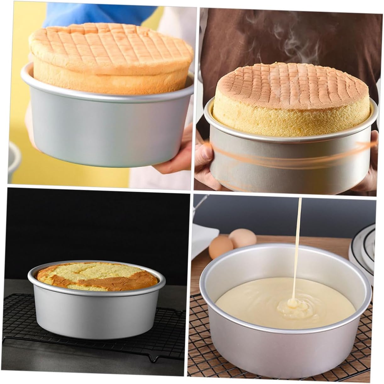 ULTECHNOVO 6pcs Aluminum Round Cake Pans Non-deformable Solid Bottom Baking Molds for Cupcakes Mousse Pies for Home Bakery Restaurant Use