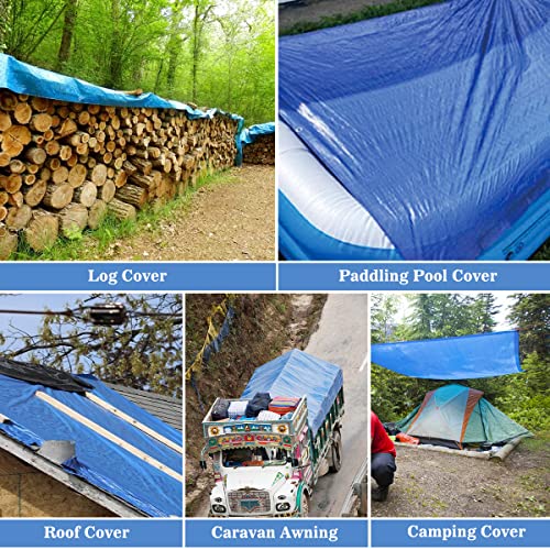 YIJUHOU Tarpaulin Waterproof Heavy Duty 2m x 3m 115 GSM Blue Tarps Sheet for Furniture Ground Multipurpose Covers - Image 5