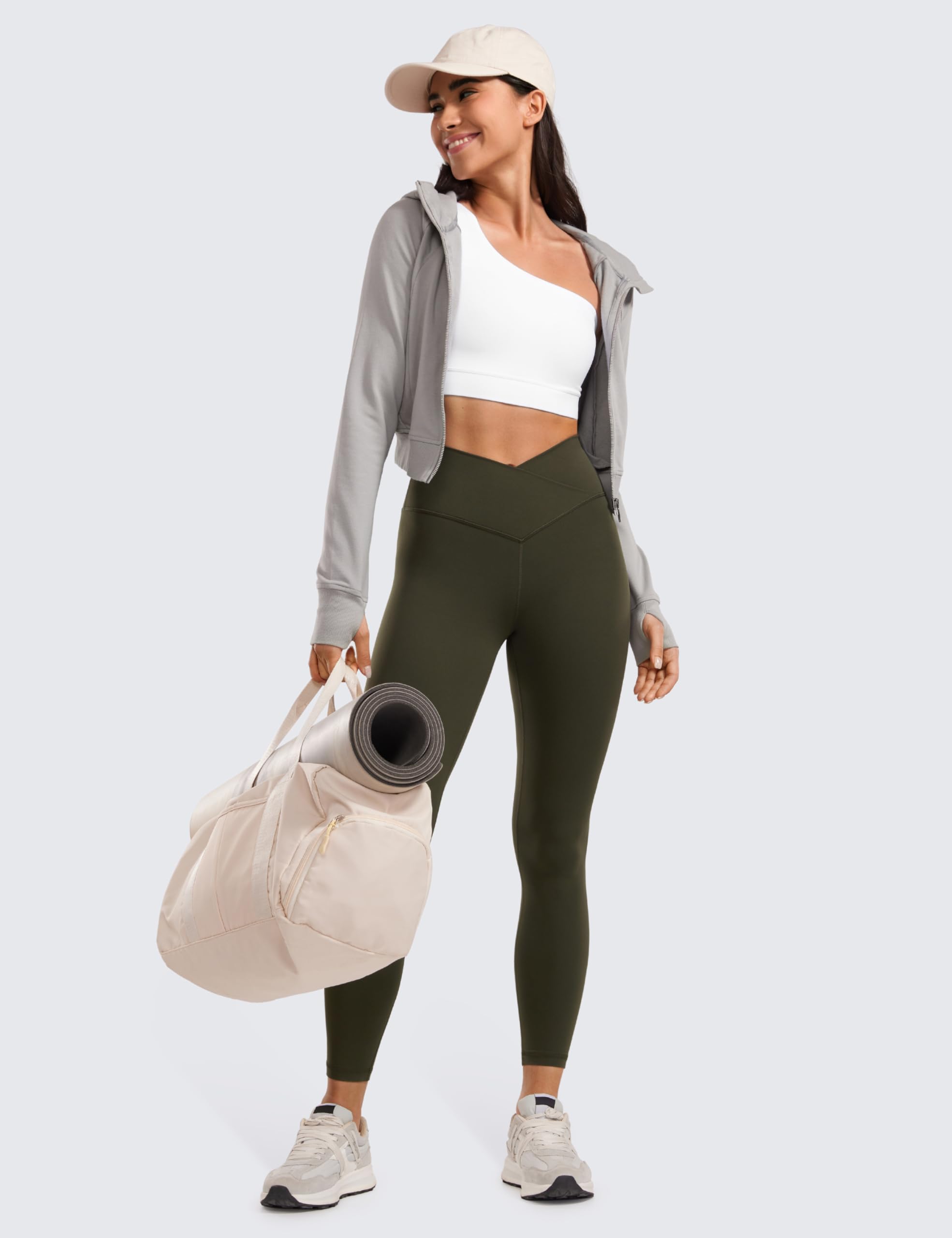 CRZ YOGA Donne Butterluxe V-Cross Leggings Sportivi Vita Alta Yoga Allenamento Pilates Elastico Pantaloni - 64cm/71cm
