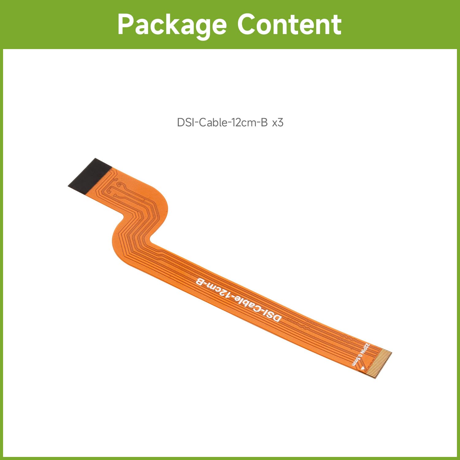 Waveshare DSI-Cable-12cm-B(3PCS), Type B, FPC Cable with Bends, 15pin to 22pin, DSI 12cm FPC Flexible Cable
