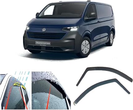 2x Wind Deflectors for Ford Transit/Tourneo CUSTOM II for Volkswagen TRANSPORTER/CARAVELLE (T7) 2024 2025 2026 2027 Acrylic Glass Side Door Window Weather Shields Rain Guards