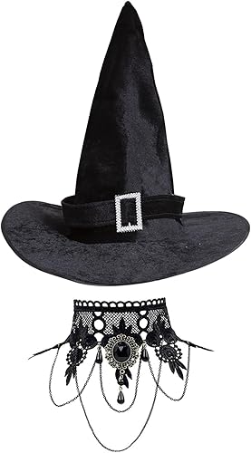 Sombrero de bruja con accesorio de disfraz para fiesta de Halloween