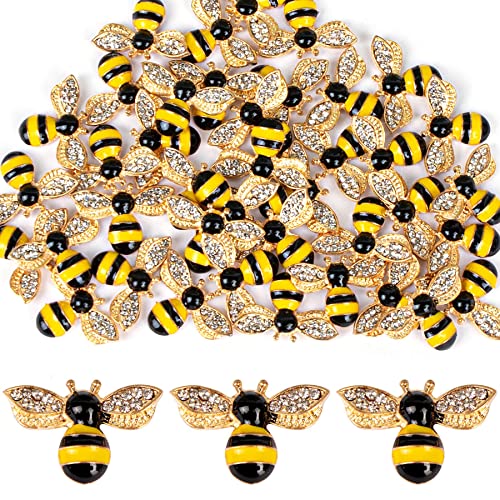 RP Remarkable Power, 40 Pack Bee Charm Pendants with Rhinestone Alloy Honeycomb Charms for DIY Jewelry Making