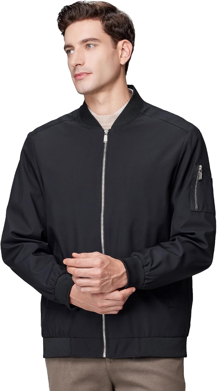Men's Lightweight Warm Bomber Jacket for Fall Winter Casual Windbreaker Zip-Up Coat Multiple Pockets - Image 4