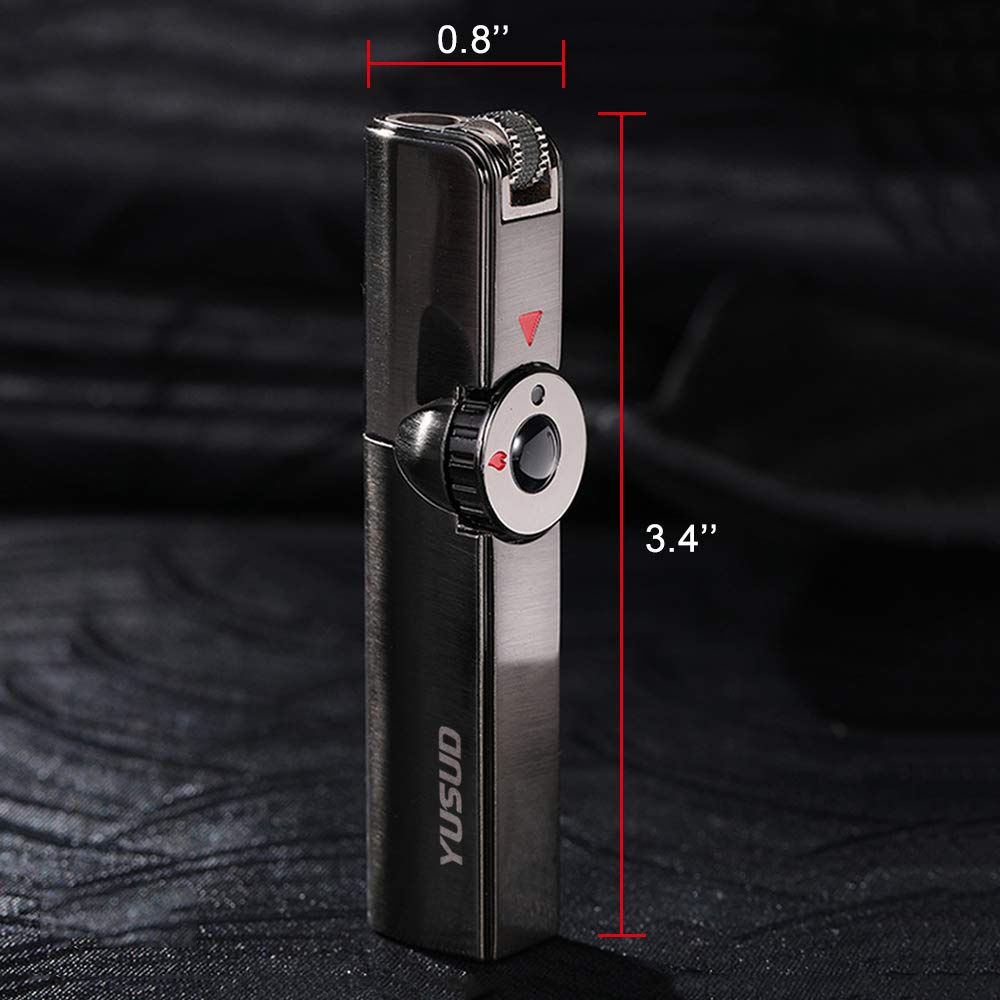 Yusud Torch Cigar Lighter Butane Refillable, Blue Fire Jet Flame