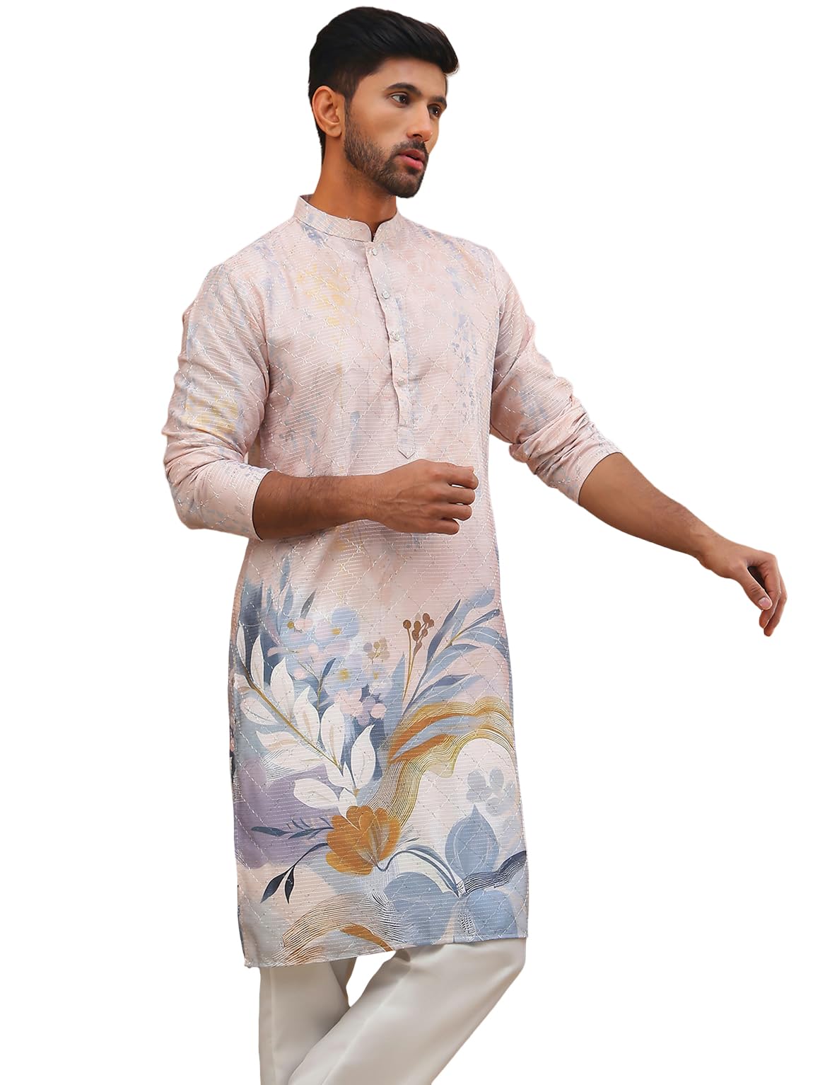 jompers Printed Cotton Blend Kurta Pyjama with Thread Work-picture-31
