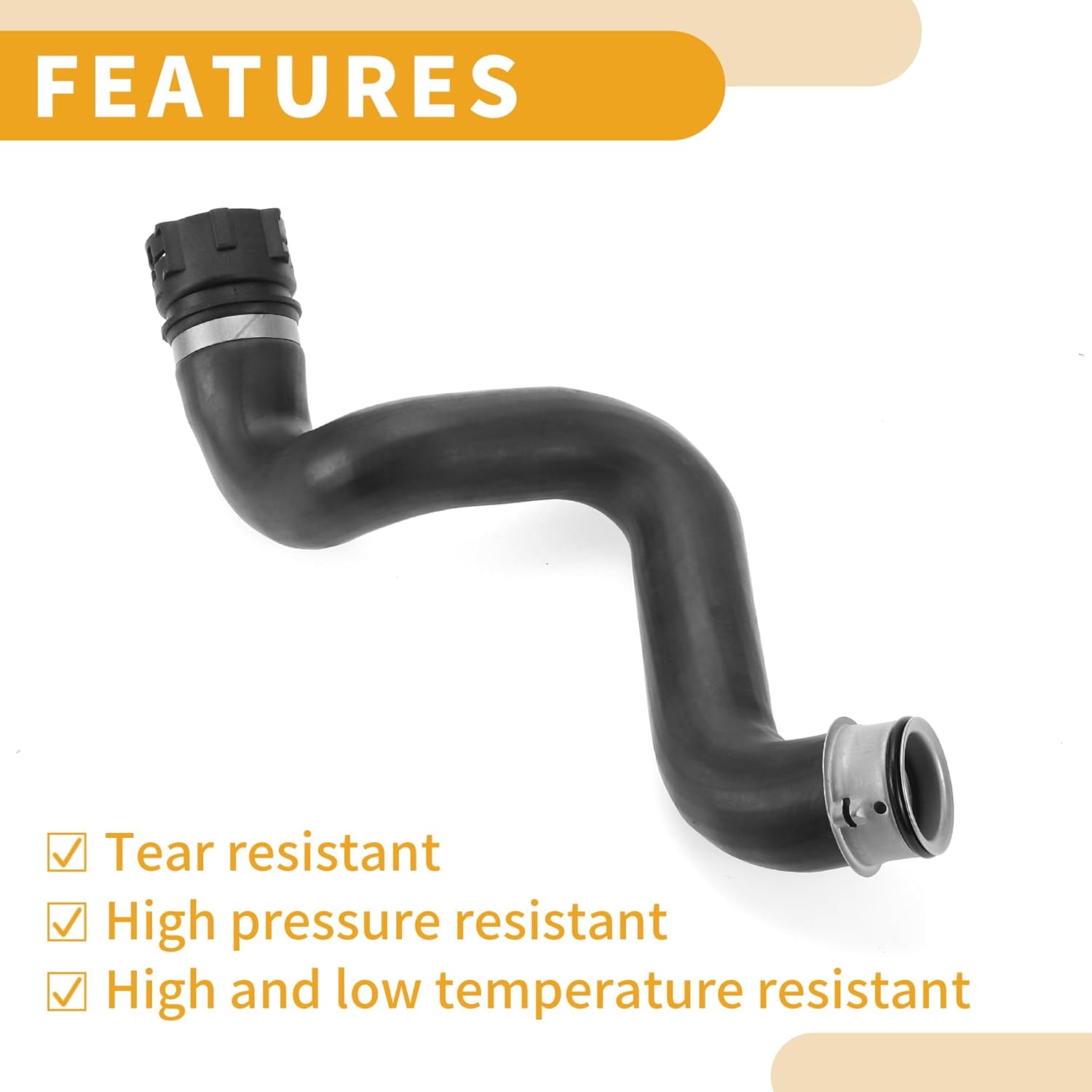 Radiator Hose No.A1665000575 Right Coolant Water Tank Pipe for Mercedes-Benz GL350 2013-2016 Rubber Black Good Sealing