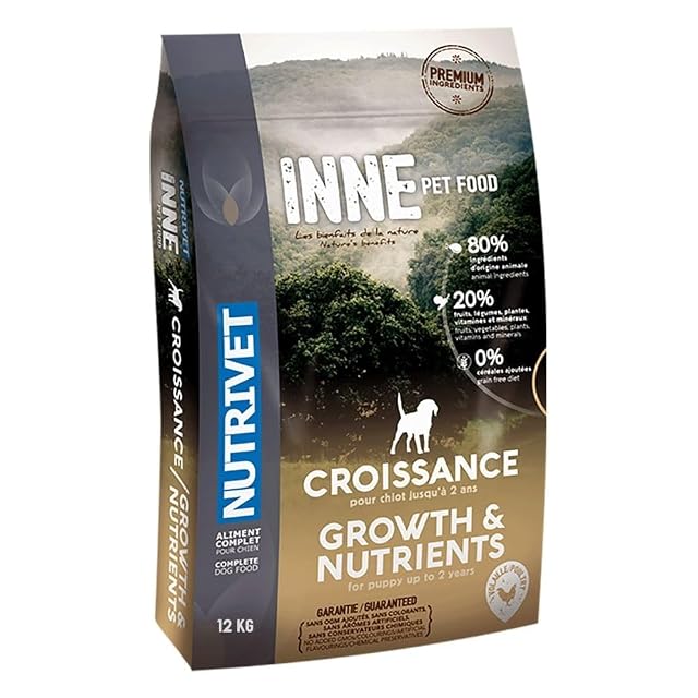 NUTRIVET - INNE Chien - Croquetas sin Cereales - Cachorro - Pollo - 80% Ingredientes de Origen Animal - 12 kg