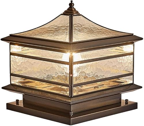 Luces de poste al aire libre, faro de columna de cobre nuevo chino al aire libre impermeable columna faro hogar jardín luz de pared Villa puerta