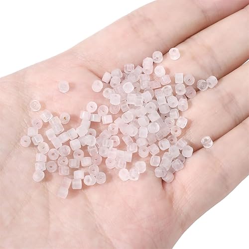 Miniatura 3 de Cuentas cilíndricas cortas de cuarzo rosa natural de 0.079 x 0.118 in, 155 cuentas sueltas de tubo semipiedras preciosas para diseño de joyería