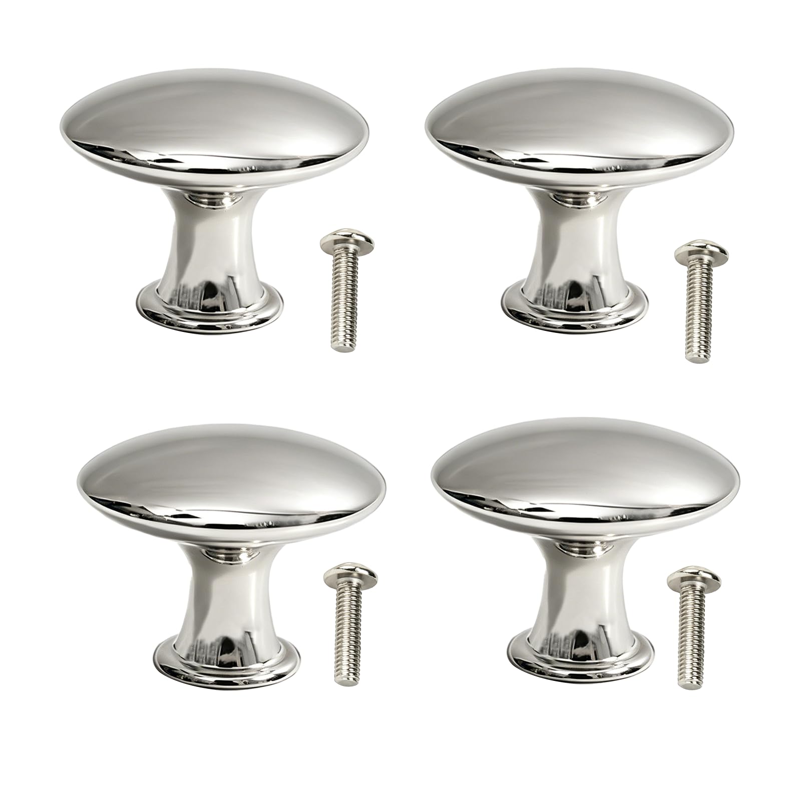 Erchuth Silver 4Pcs Cabinet Knobs,30Mm Round Polished Cupboard Knobs With Screws