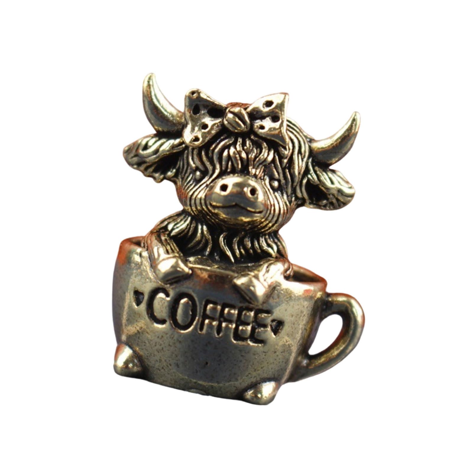 Ljhnba A Ljhnb Artistic Miniature Brass Cow Statue Fine Home Offices Bookshelf Decoration Gifts Ornament Brass Cow Figurine Unique Home Decoration Ornament Small Bathroom Decorative Sculpture